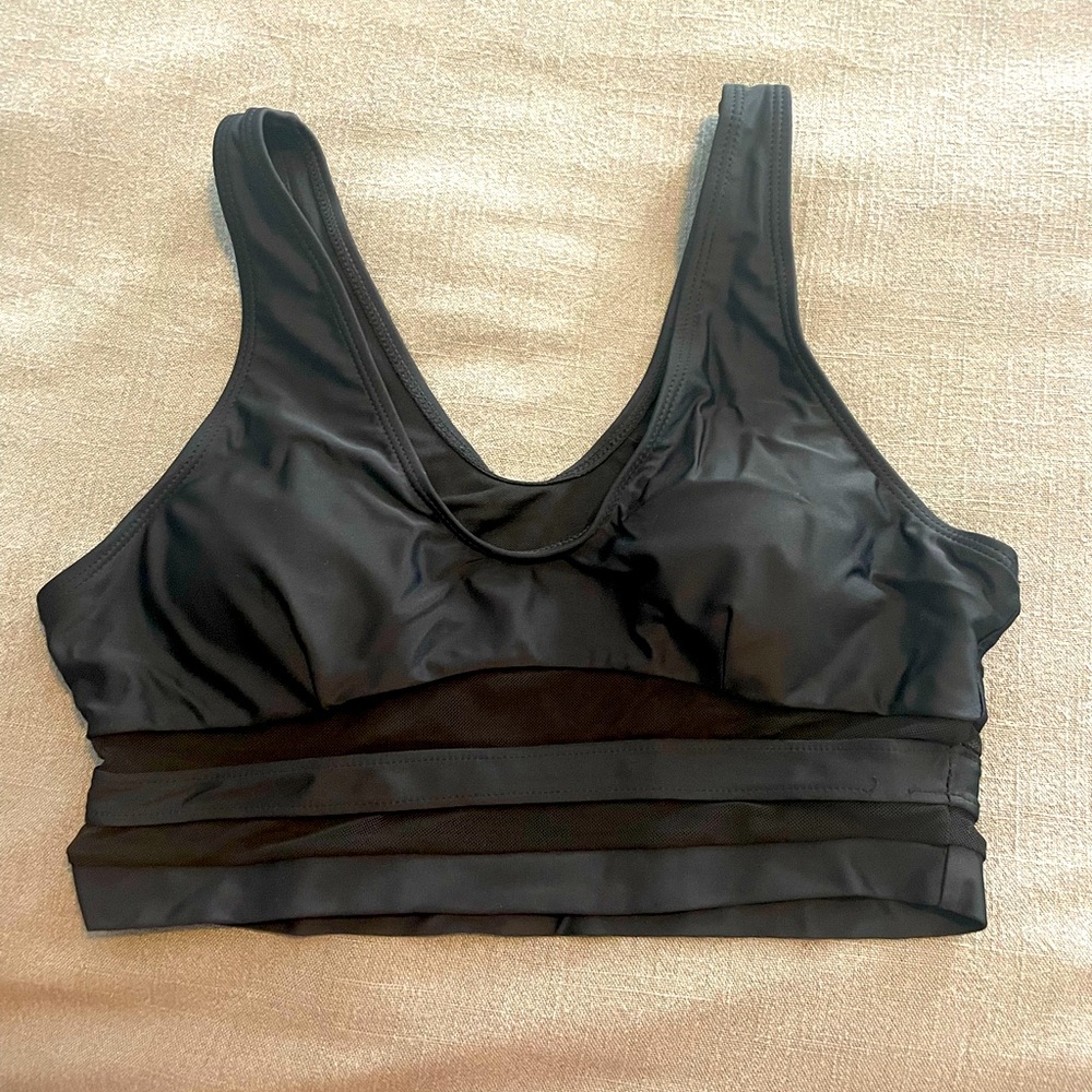 Black bikini top with mesh